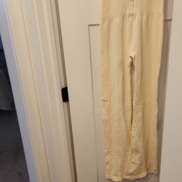 Cream Button-Front Jumpsuit - Picture 2 of 8